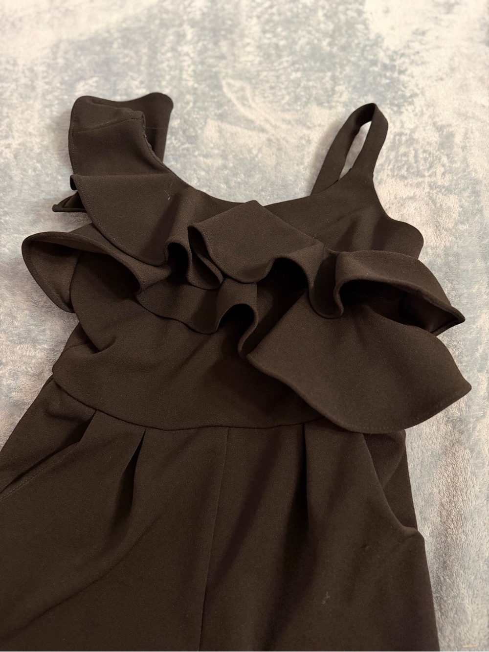 Rare Editions Black One-Shoulder Ruffle Jumpsuit - Picture 3 of 4